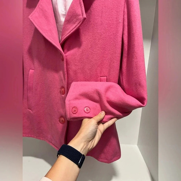 Split Wool Blend Pink Pea Coat Size S Barbie Elle Woods Jacket Blazer - Picture 9 of 13